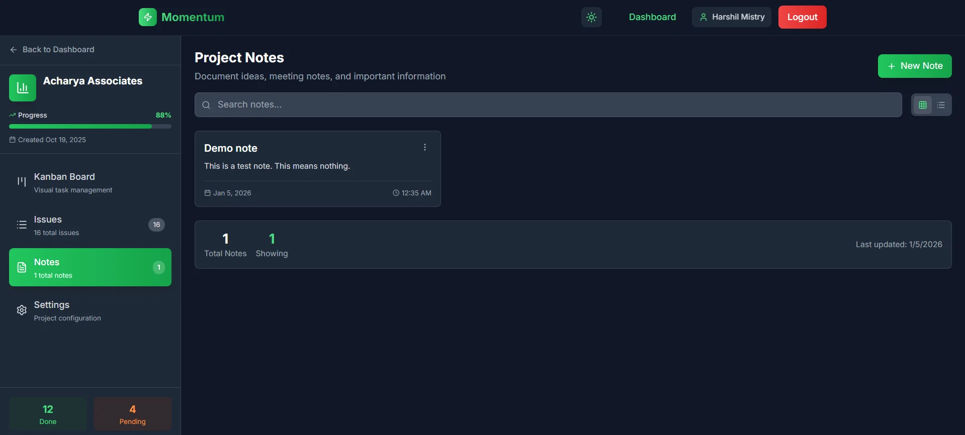 Notes Feature
