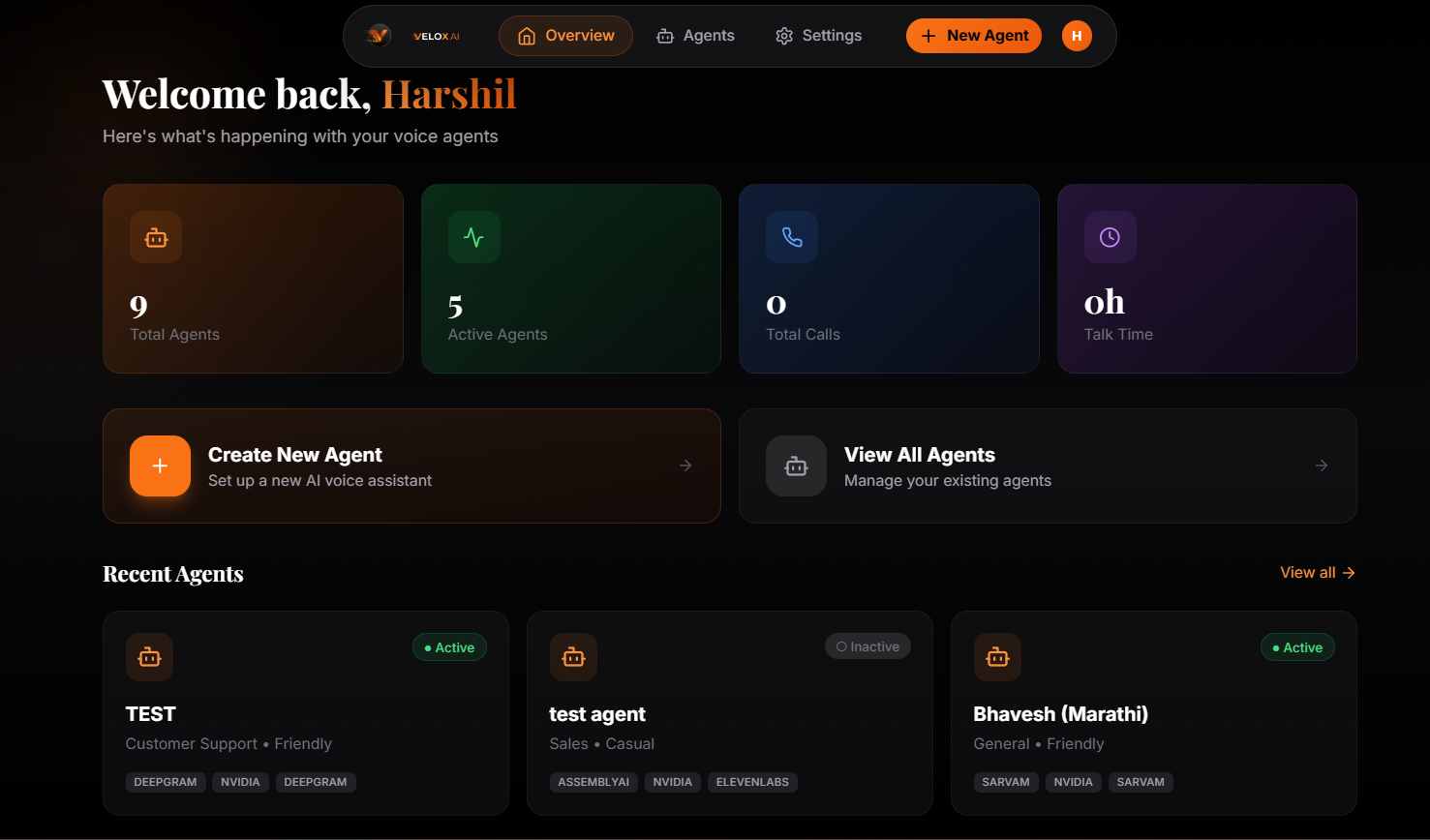Velox AI Dashboard